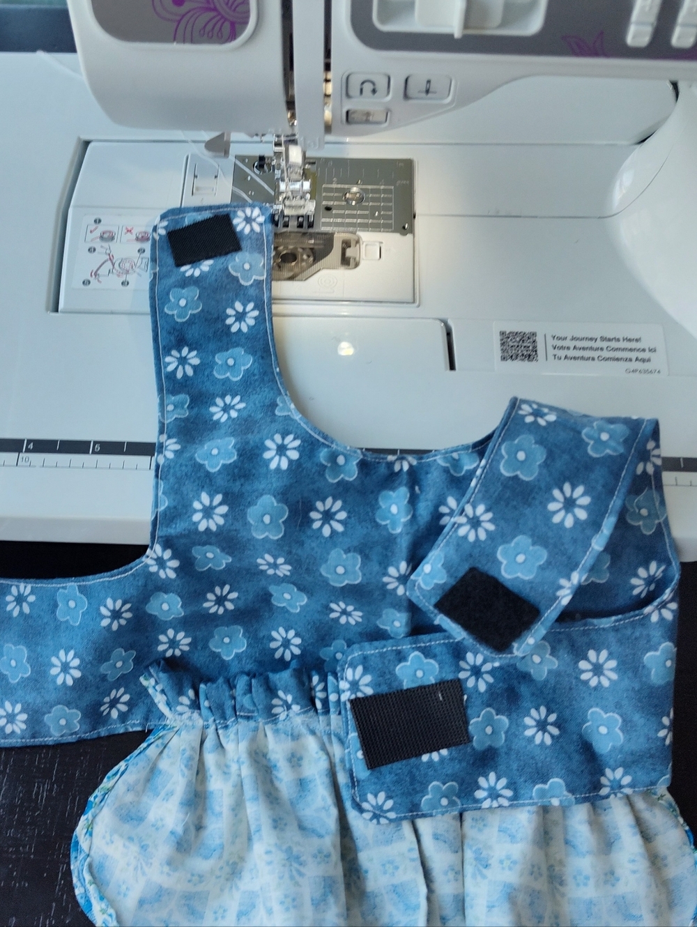 Blue Floral Ruffle Dog Dress with Bow - Picture 4 of 7